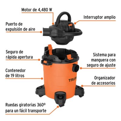 Aspiradora Sopladora TRUPER Seco/Humedo 19 Lts 101521