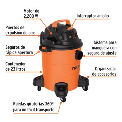 Aspiradora TRUPER Seco:Húmedo 23 Lts 12092 partes