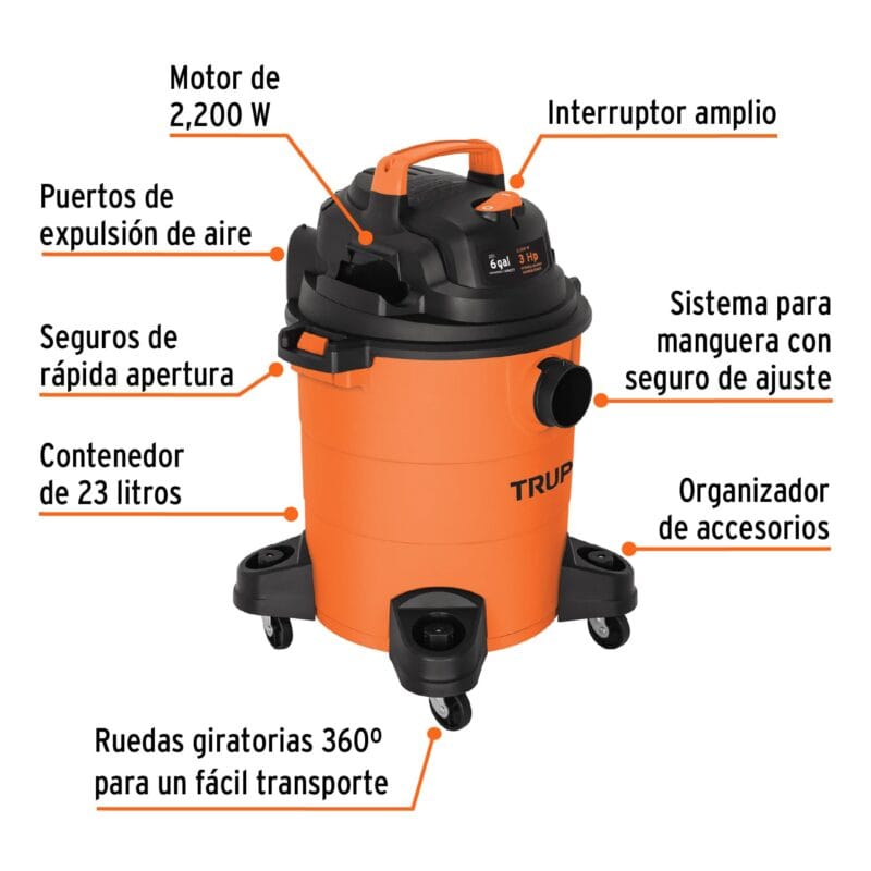 Aspiradora TRUPER Seco:Húmedo 23 Lts 12092 partes