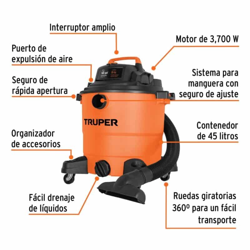 Aspiradora TRUPER Seco/Humedo 45 Lts 101509