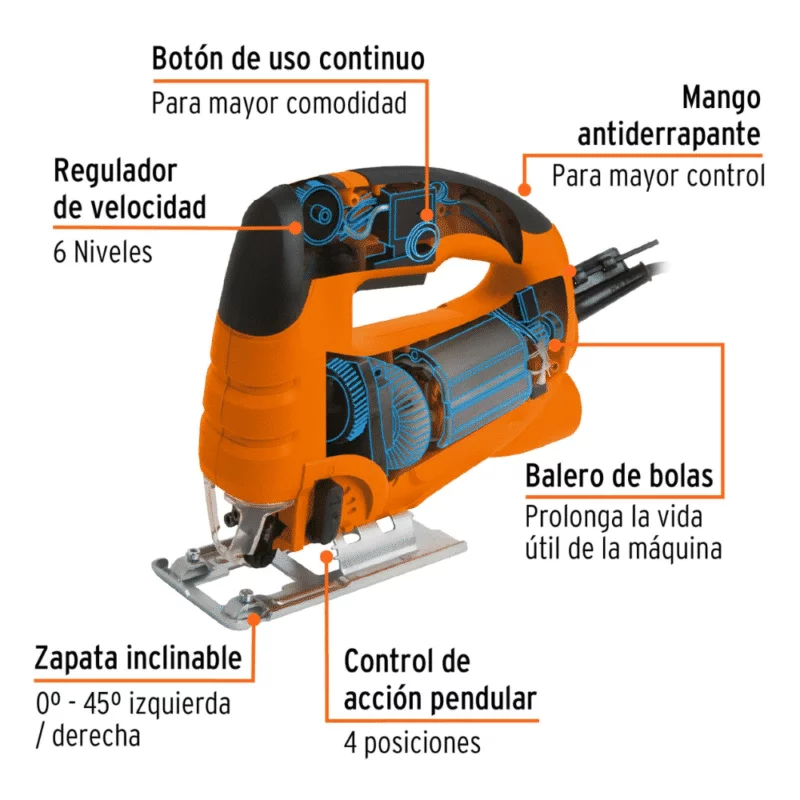 Sierra Caladora Truper 550W 15420 partes