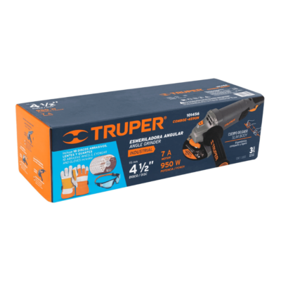 Combo Pulidora Truper 4 1:2 950W + 10 discos, Guantes y Gafas 101456 caja