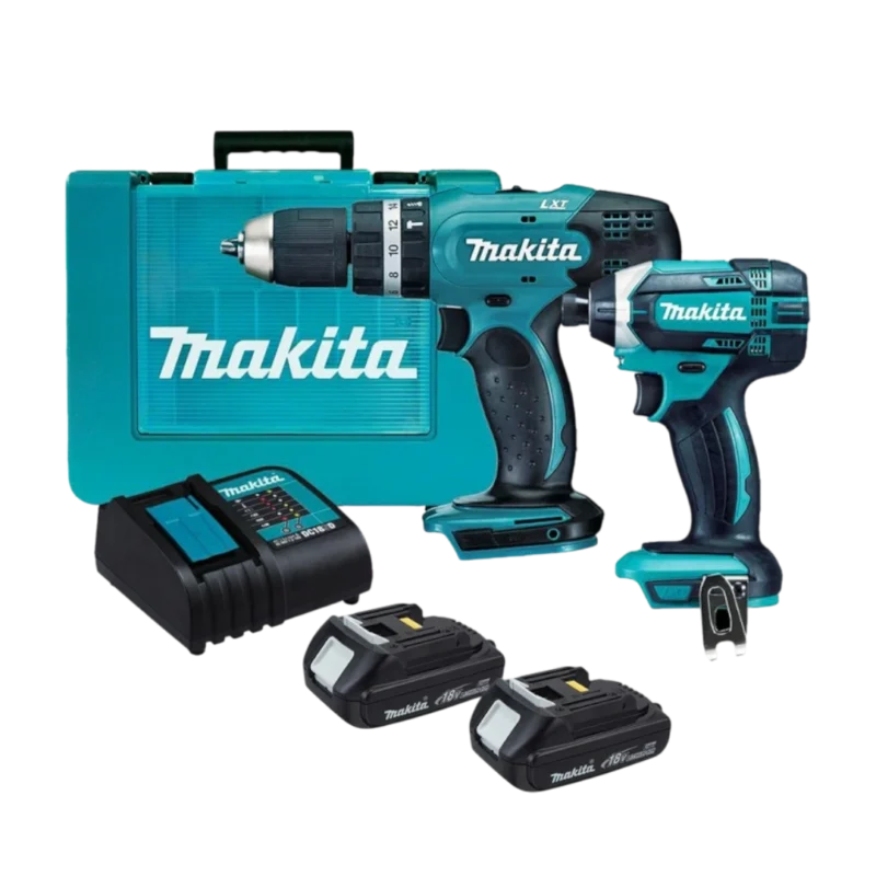 Combo Taladro Percutor Inalámbrico Makita + Atornillador de Impacto 18V DLX2142SY