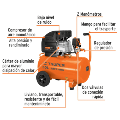 Compresor de Aire Truper 50Lts 3 1:2hp 15007 partes