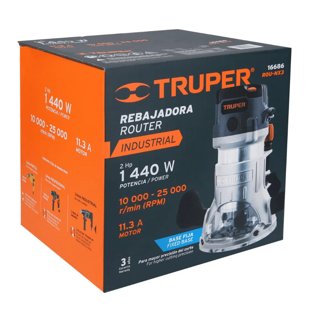 Ruteadora Truper Industrial 1.440W 16686 caja