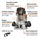 Ruteadora Truper Industrial 1.440W 16686 partes