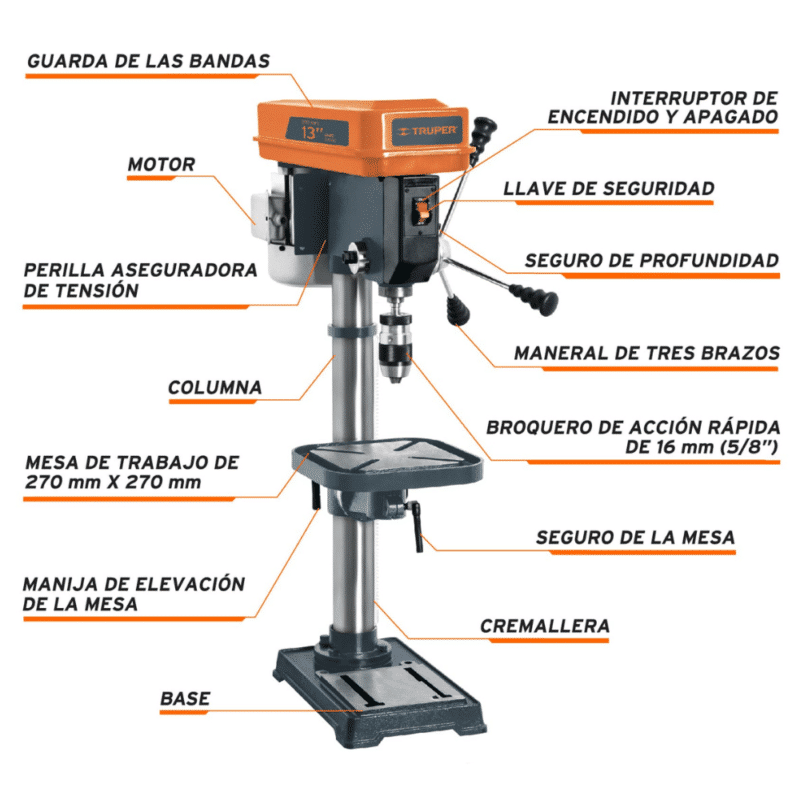 Taladro de Arbol Truper 560W 5:8 16178 partes