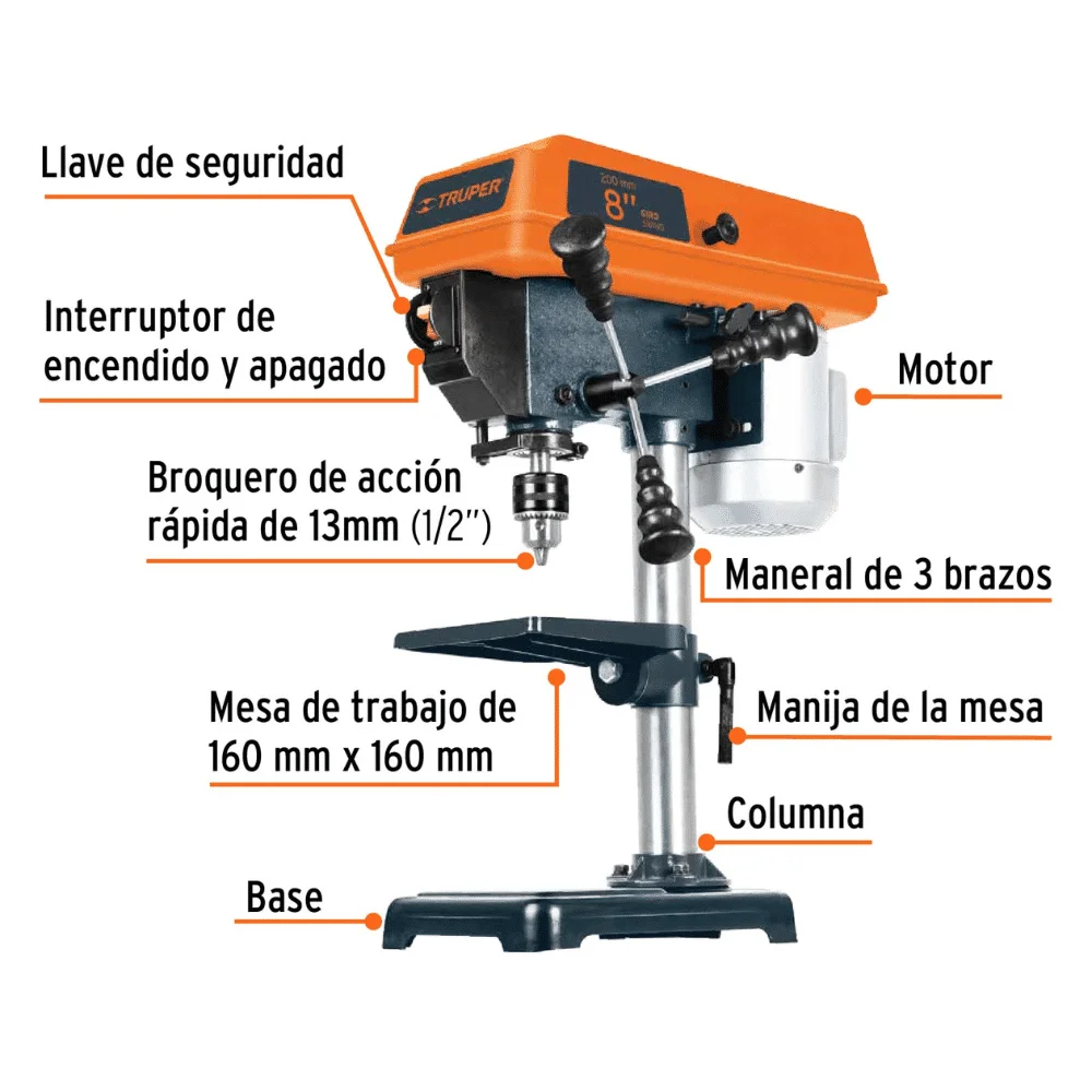 Taladro de Banco Truper 250W 1:2 16174 partes