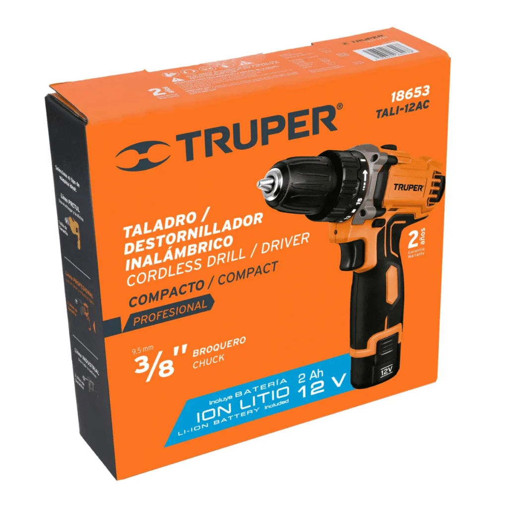 Taladro Atornillador Inalambrico Truper 12V 3/8" 18653