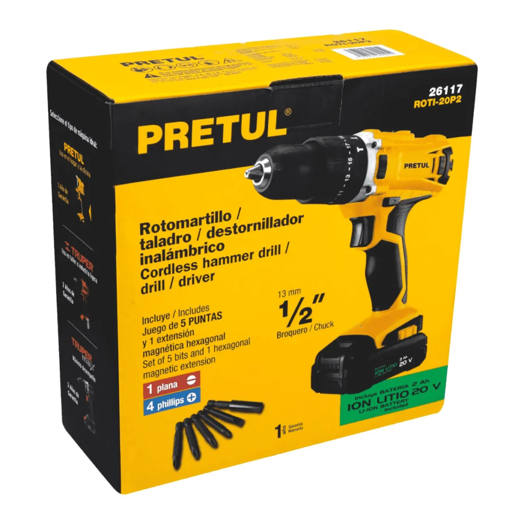 Taladro Percutor Inalambrico Pretul 20V 1/2" 26117