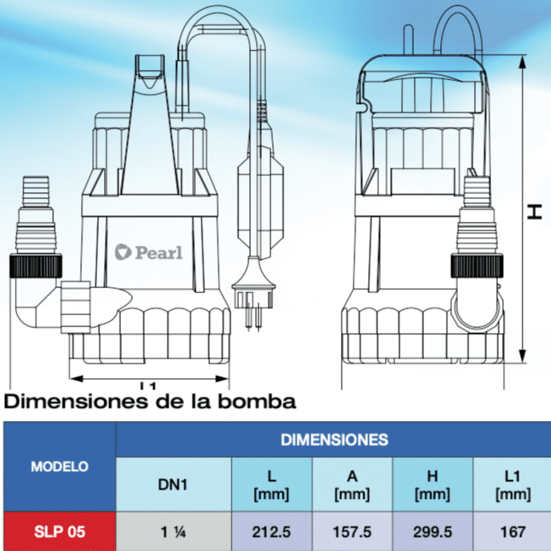Electrobomba Sumergible PEARL Agua Limpia 0,5Hp