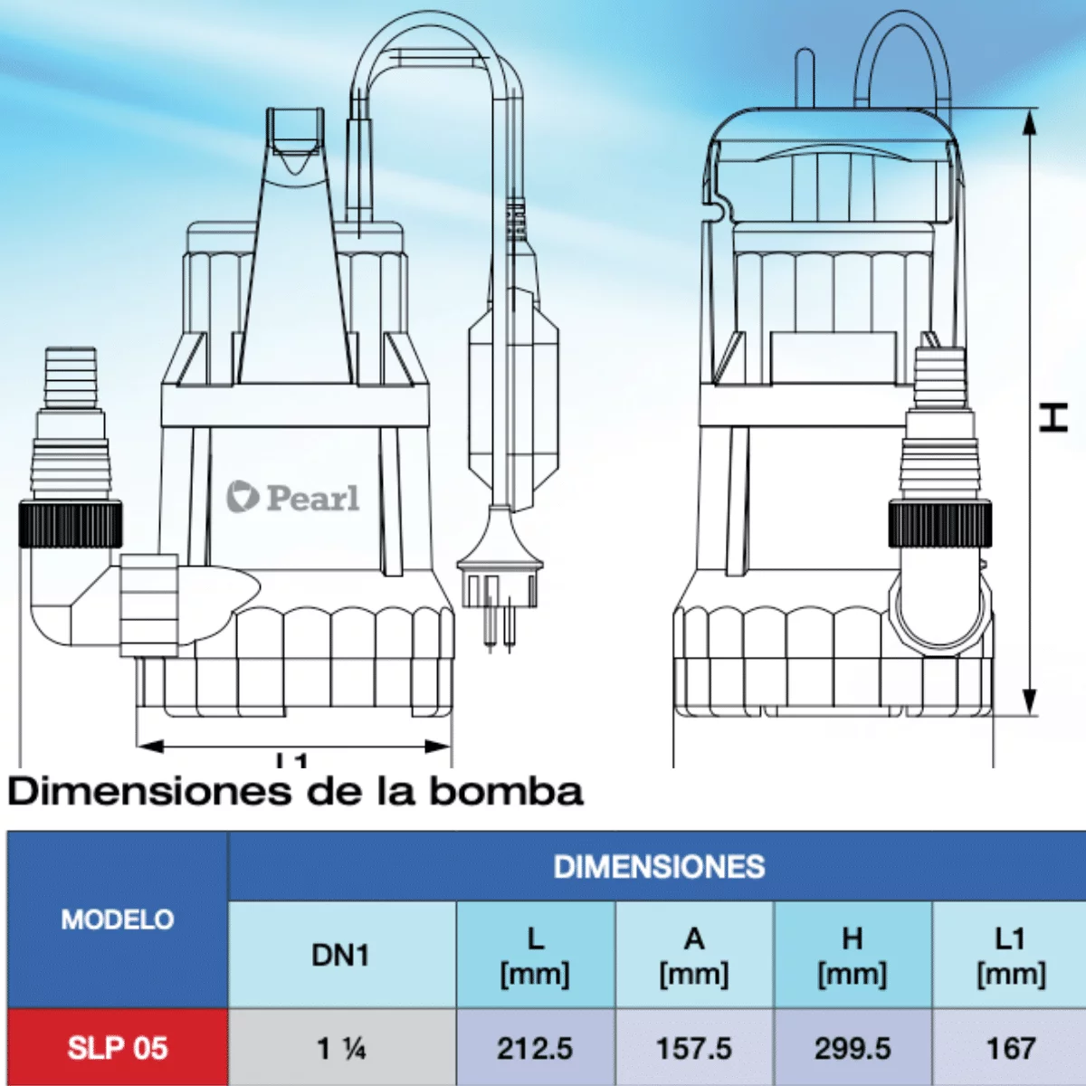 Electrobomba Sumergible PEARL Agua Limpia 0,5Hp