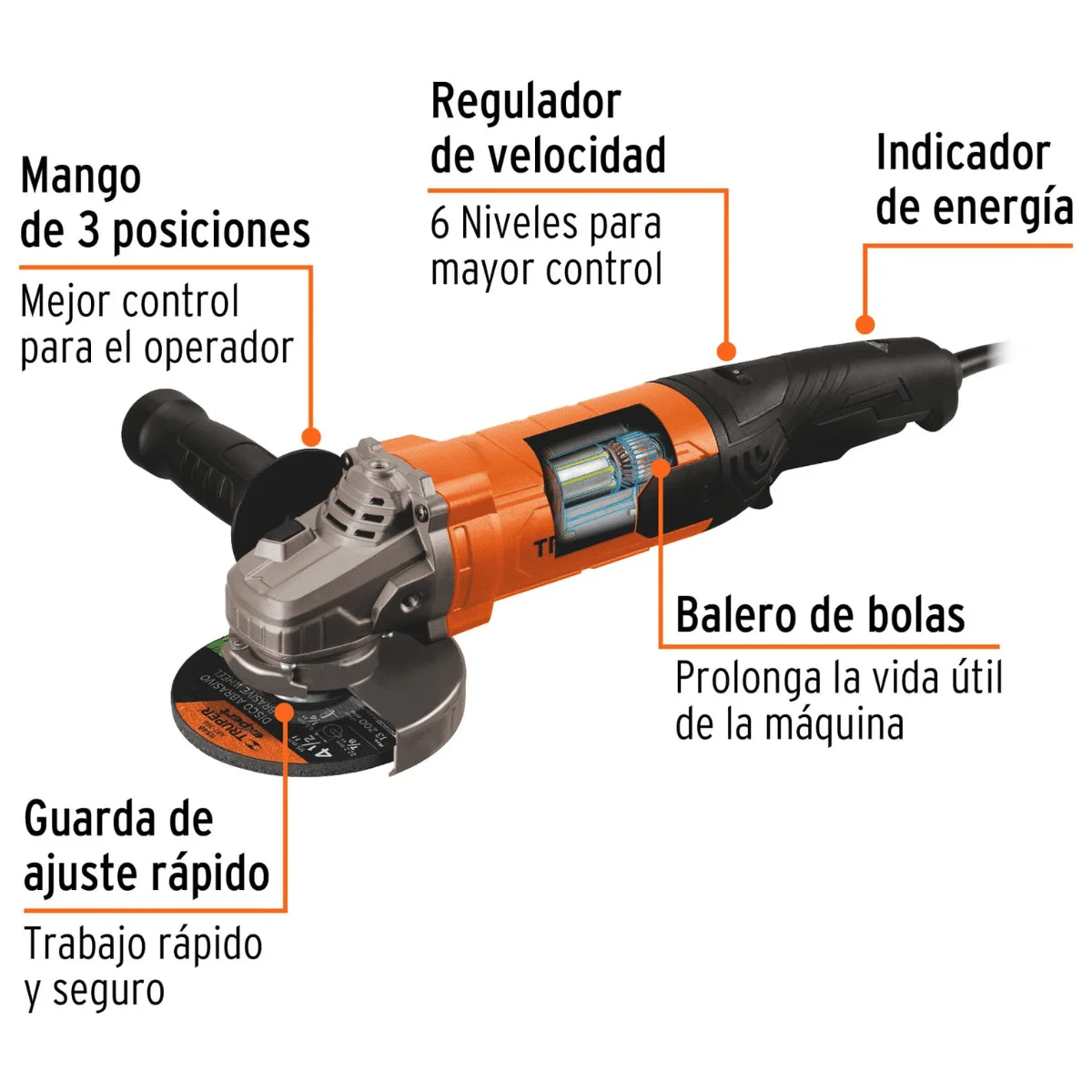 Pulidora 4 1/2" Truper 1.100W 100292
