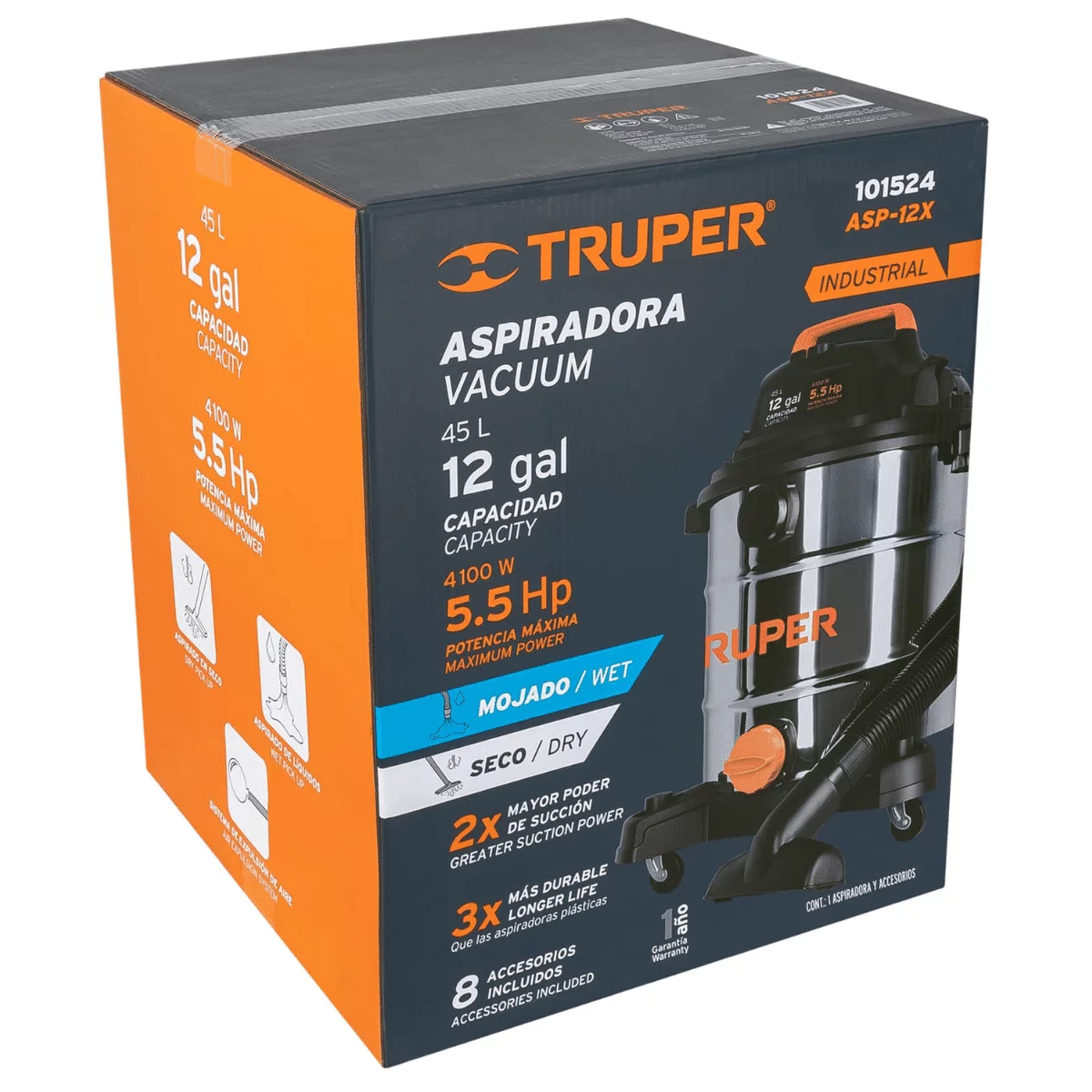 Aspiradora Truper Acero Inoxidable 12 Galones 101524