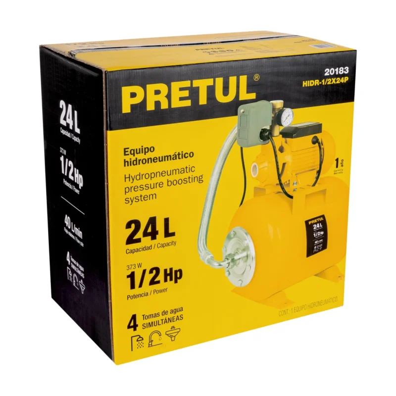 Bomba Hidroneumatica 0.5hp Tanque 24 Litros Pretul 20183