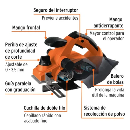 Cepillo Electrico Para Madera Truper 3-1:4 850W 100502