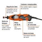 Mototool Truper 150W 1/8" + 97 Accesorios 17449 - Image 2