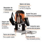 Ruteadora Truper 1.200W 100954 partes