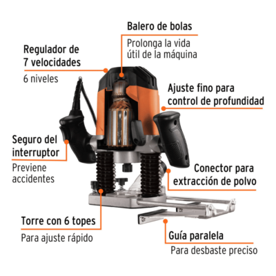Ruteadora Truper 1.200W 100954 partes