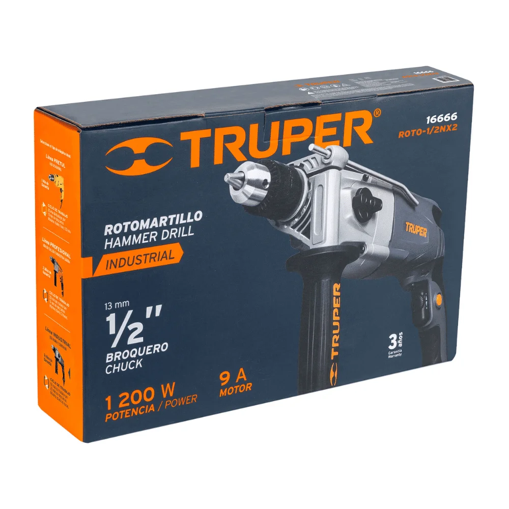 Taladro Percutor Truper 1:2 1.200W Industrial 19325 caja