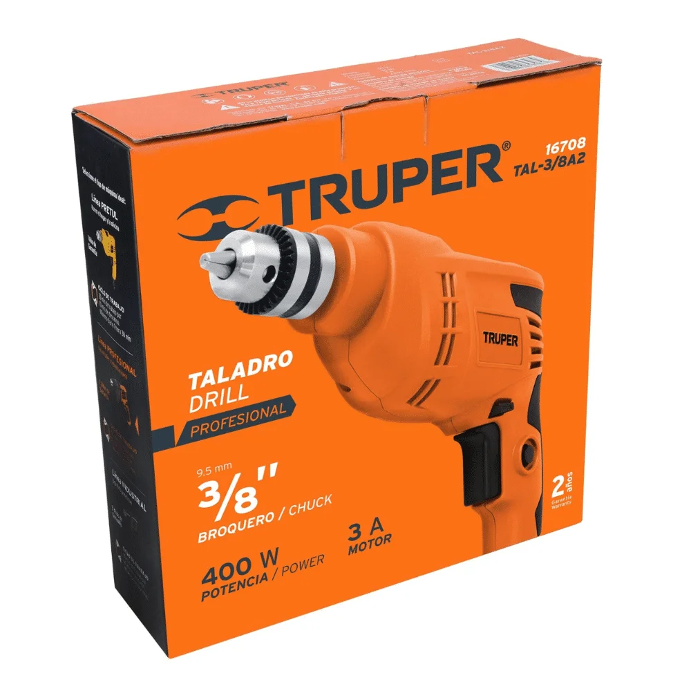 Taladro Rotacion Truper 400W 3:8 16708 caja