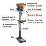 Taladro de Arbol Truper 750W 5:8 16179 partes