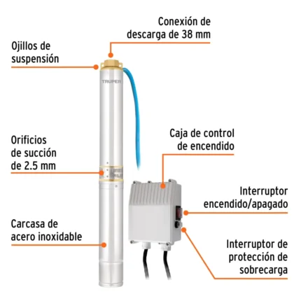 Bomba Sumergible Tipo Lapicero / Pozo Profundo Truper 1-1/2hp 12626