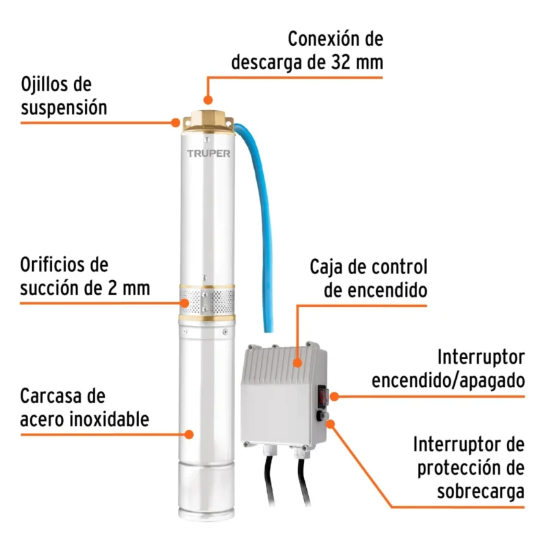 Bomba Sumergible Tipo Lapicero - Pozo Profundo Truper 3-4hp 16934
