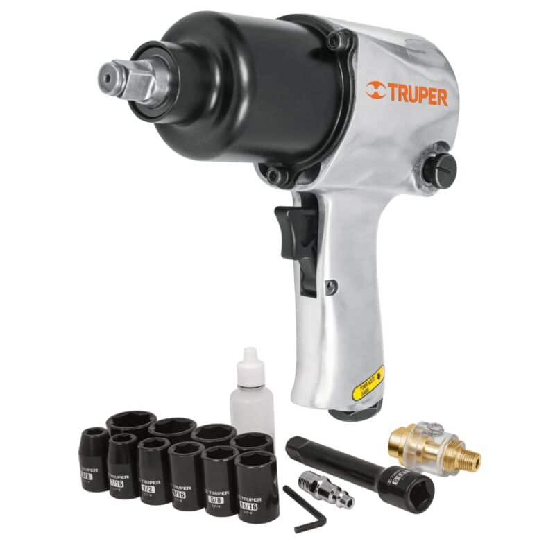 Kit Pistola de Impacto Neumatica Industrial Truper Estuche y Copas 1/2 18281