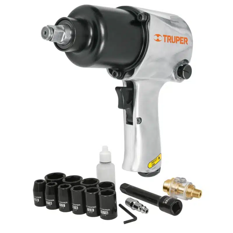 Kit Pistola de Impacto Neumatica Industrial Truper Estuche y Copas 1/2 18281