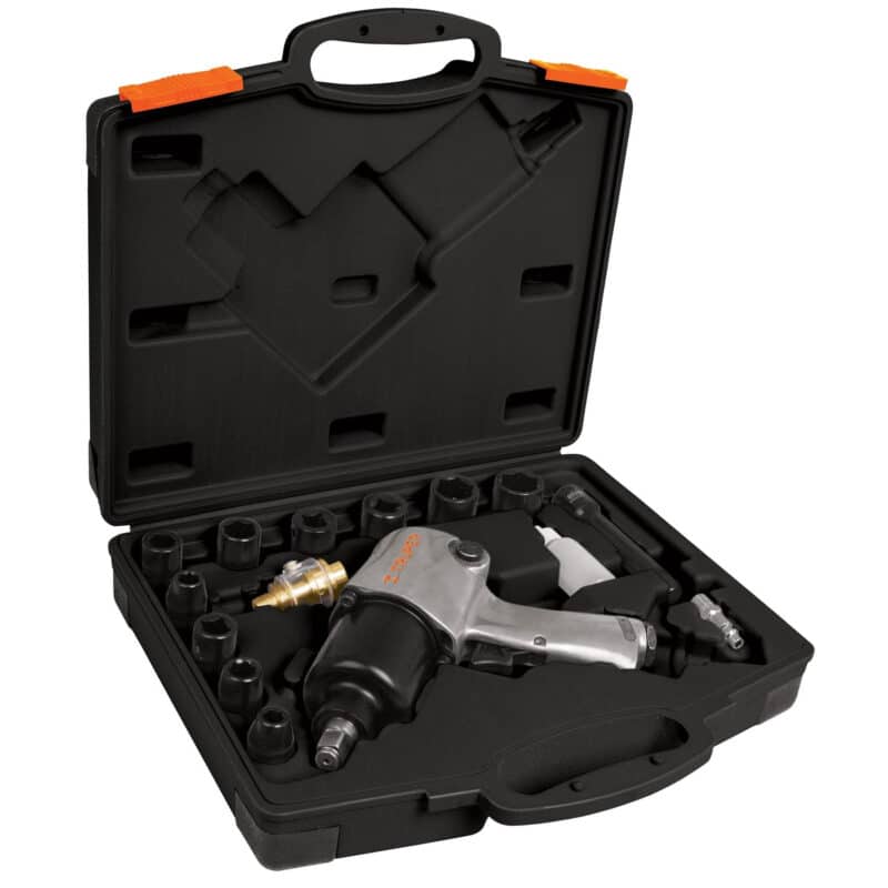 Kit Pistola de Impacto Neumatica Industrial Truper Estuche y Copas 1:2 18281 estuche