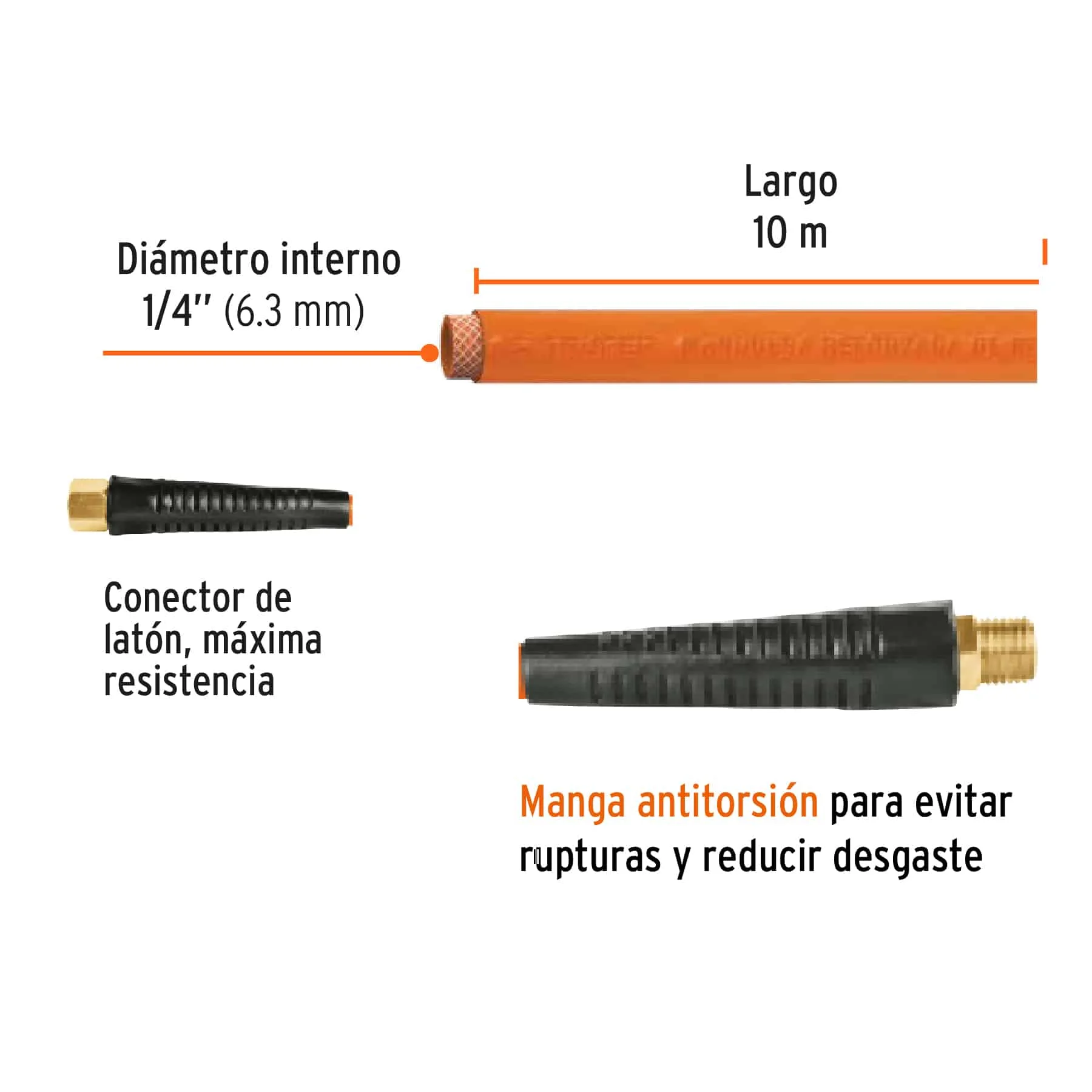 Manguera Truper de PVC Para Compresor 1:4 acoples