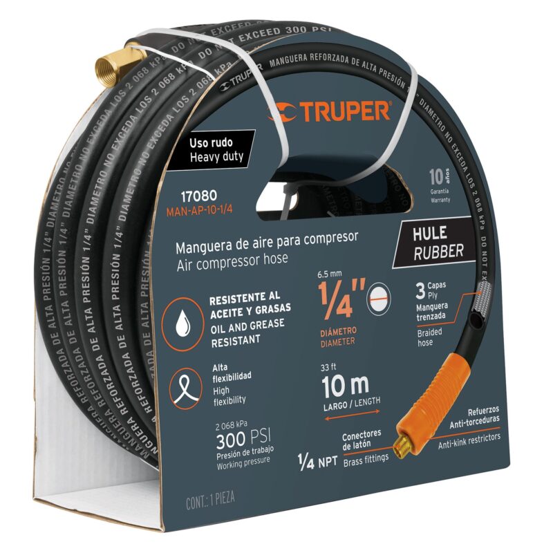 Manguera de Hule Para Compresor Truper 1:4 x 10Mts 17080