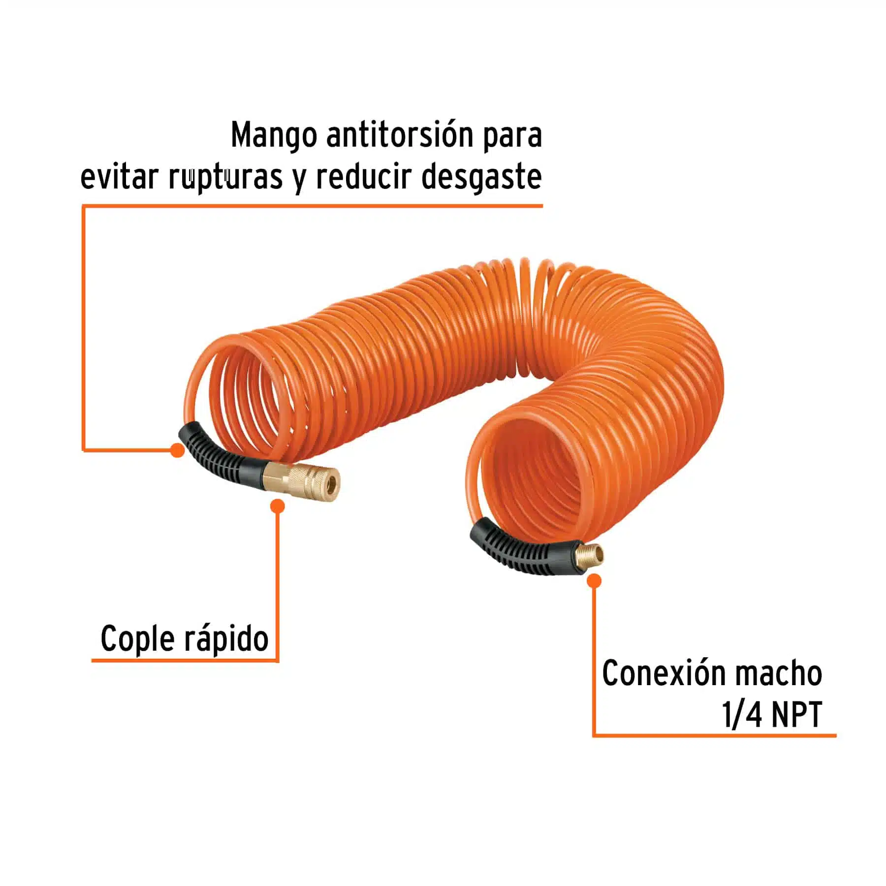 Manguera de Polietileno Tipo Resorte Truper 1:4 x 15Mts 19075 partes