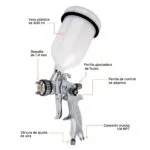 Pistola Para Pintar de Gravedad Truper Vaso Plastico 600Ml Boquilla 1.4mm 11749 partes