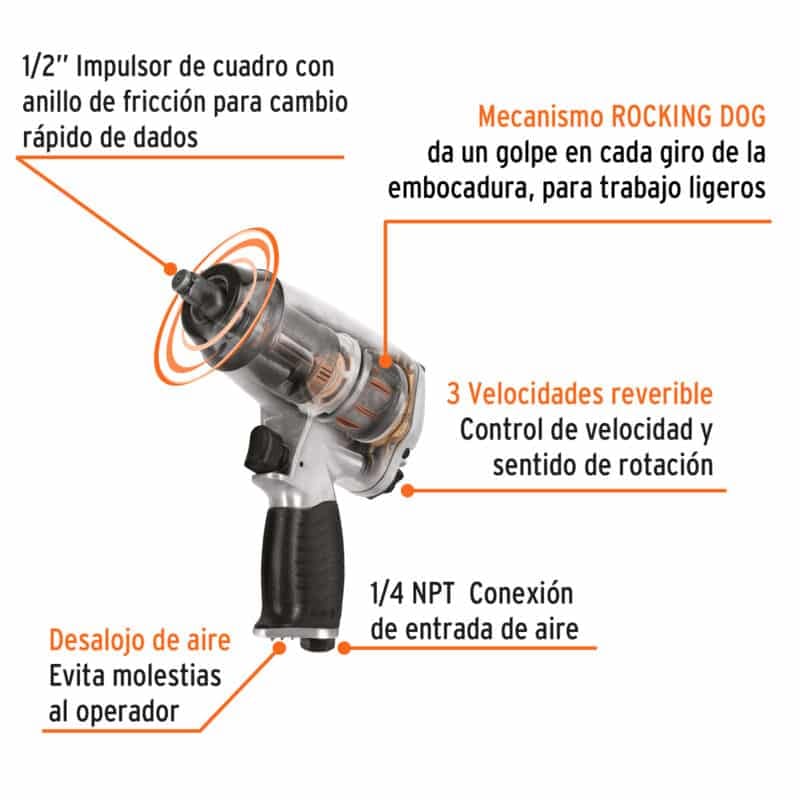 Pistola de Impacto Neumatica Truper 1/2 18242 partes