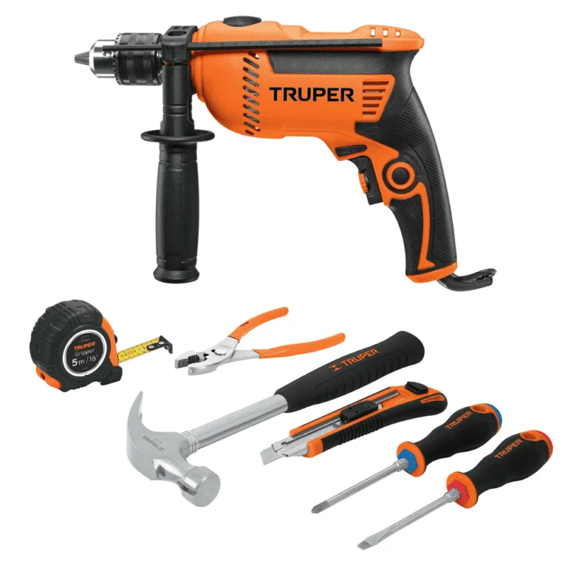 Combo Taladro Percutor Truper 1:2 650W + Kit Herramientas