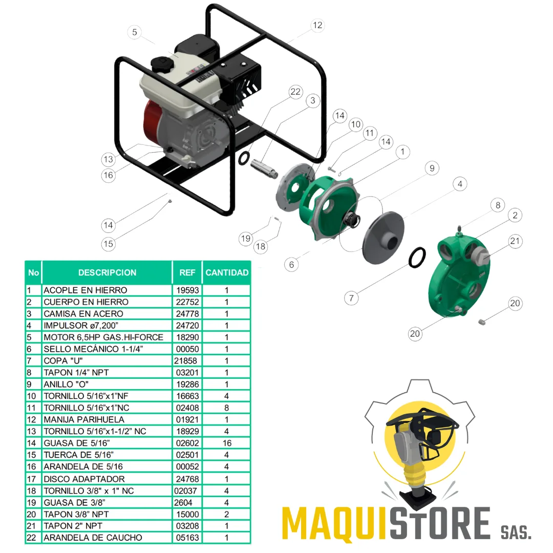 Motobomba Barnes Alta Presión 2 x 2 Gasolina 6.5Hp - Image 2