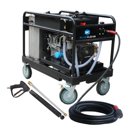 Hidrolavadora de alta presión Blue Clean diésel 5.000 psi 24 HP con carro