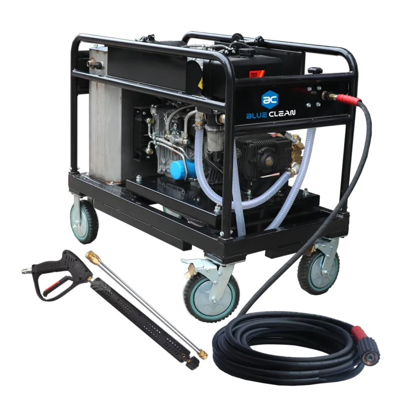 Hidrolavadora de alta presión Blue Clean diésel 5.000 psi 24 HP con carro