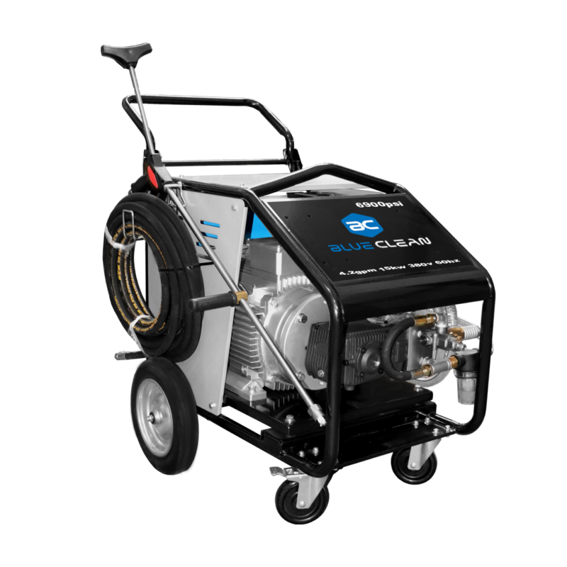 Hidrolavadora de alta presión Blue Clean 6.900 psi 20 HP 380 V trifásica con carro