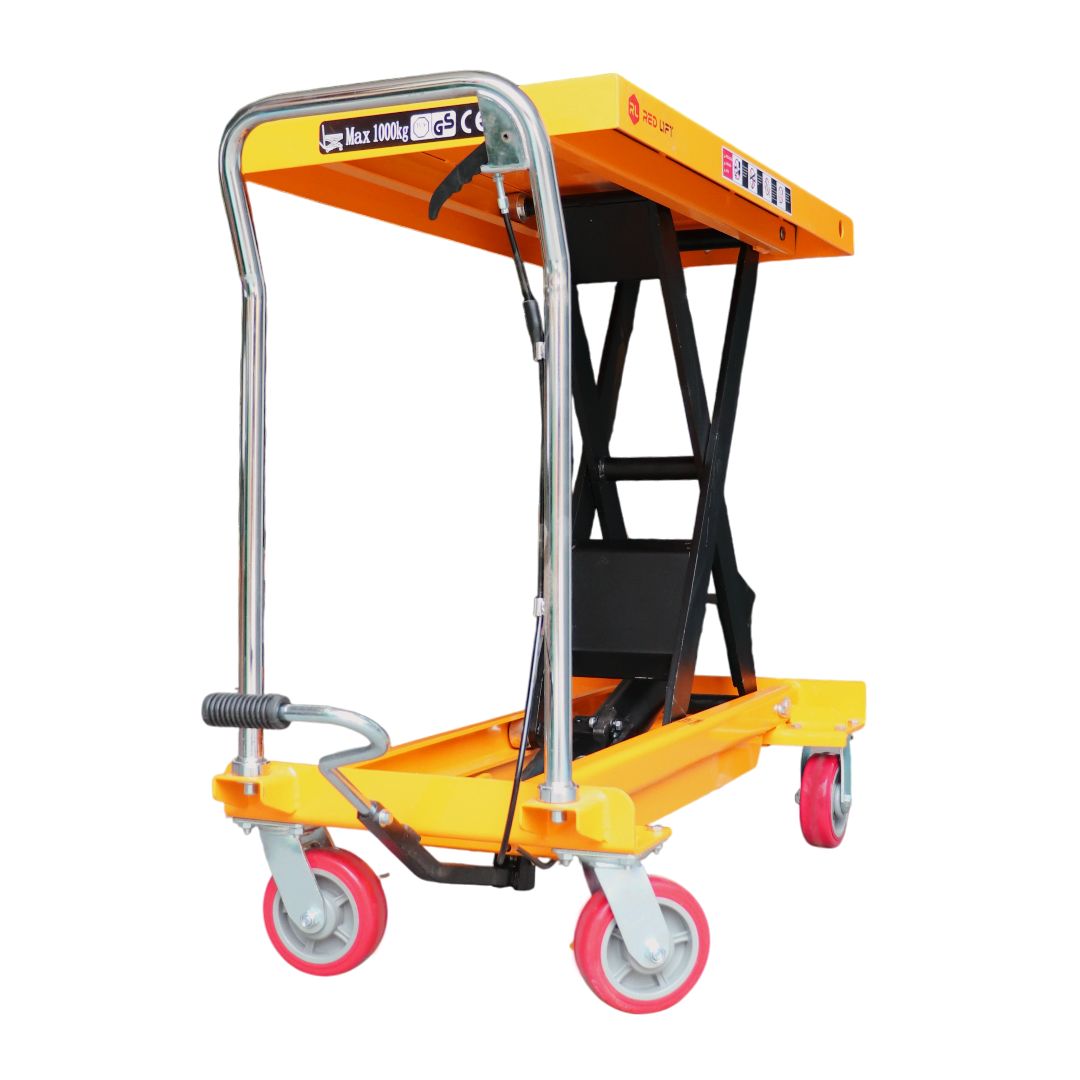 Mesa-de-Elevacion-Hidraulica-1000kg-1000mm-Red-Lift-KLT1000AI100-vista-ppal Mesa de elevación hidráulica Red Lift 1.000 kg 1.000 mm